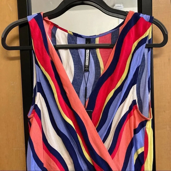 PLENTY BY TRACY REESE Daphne Wrap Dress Striped Maxi Colorful Large - Picture 4 of 10